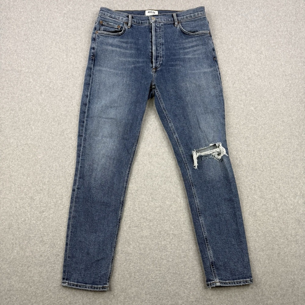 Agolde Jeans Womens 30 Medium Wash‎ Nico High Rise Slim Stretch Distressed Denim